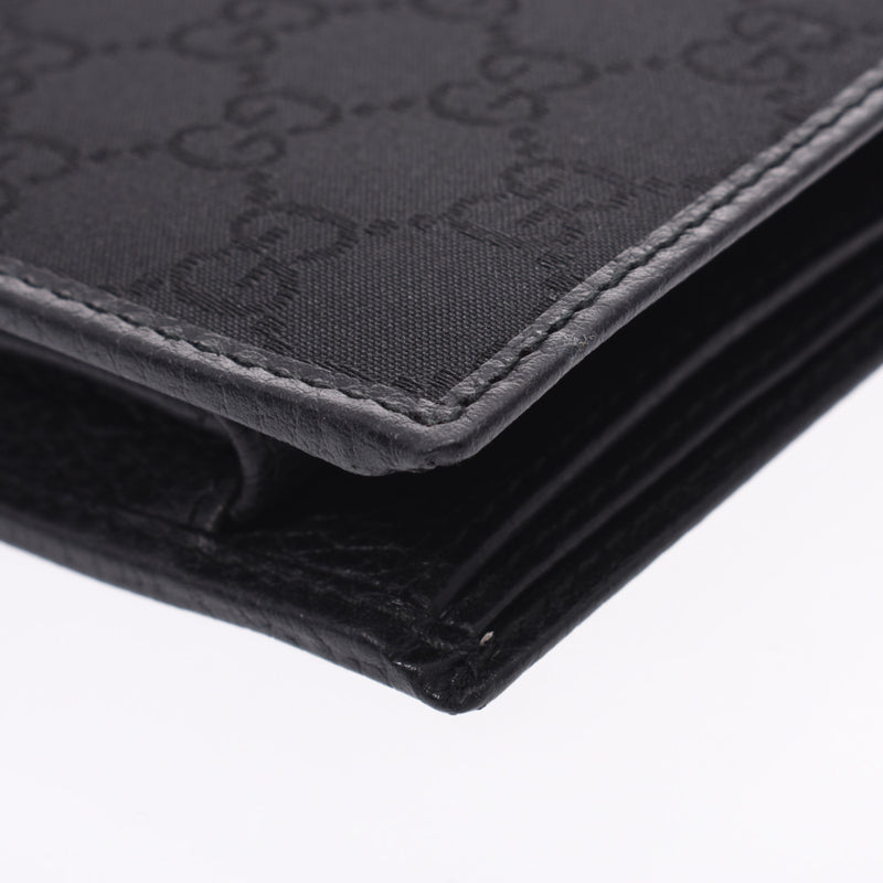 GUCCI Gucci Pattern Compact Wallet Outlet Black 150413 Men's Nylon/Leather Folded Wallet Shin-Do Used Ginzo