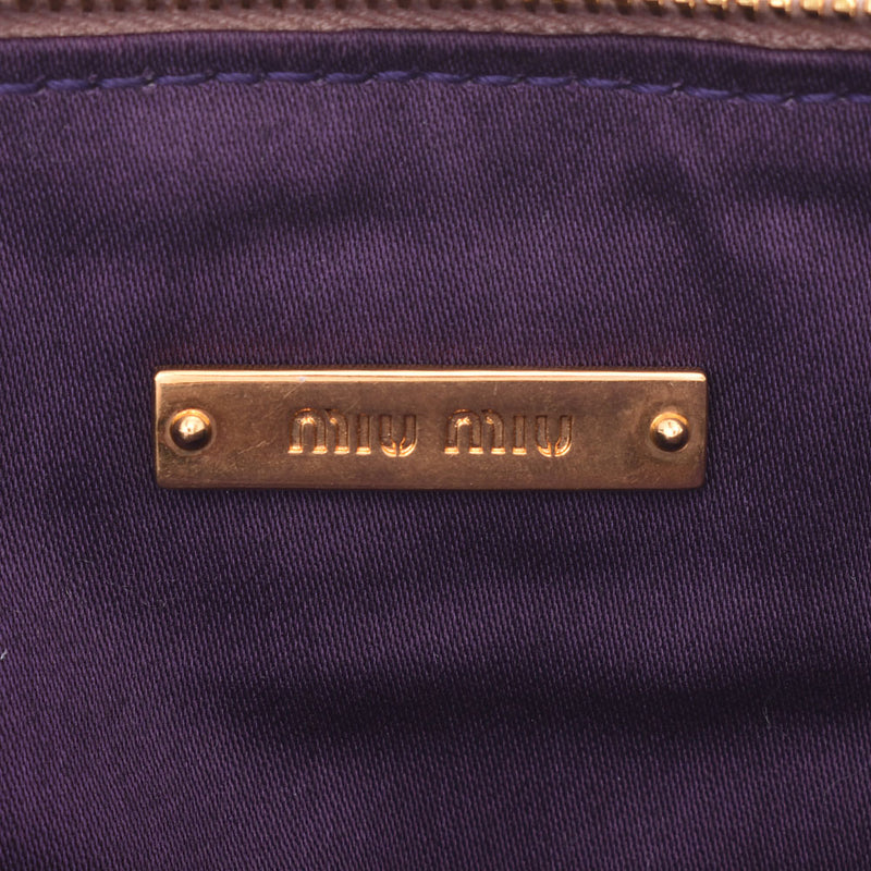 MIUMIU Miu Miu Materasse Party Bag Pink Beige Gold Metal Fittings Women's Calf Clutch Bag AB Rank Used Ginzo