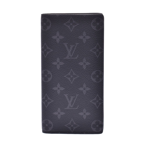 LOUIS VUITTON Louis Vuitton Monogram Eclipse Portofoile Braza Black/Grey M61697 Men's Long Wallet Shinto Used Ginzo