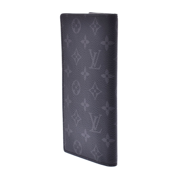 LOUIS VUITTON Louis Vuitton Monogram Eclipse Portofoile Braza Black/Grey M61697 Men's Long Wallet Shinto Used Ginzo