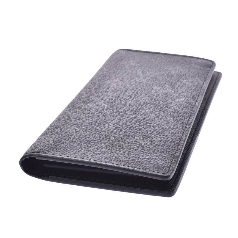 LOUIS VUITTON Louis Vuitton Monogram Eclipse Portofoile Braza Black/Grey M61697 Men's Long Wallet Shinto Used Ginzo