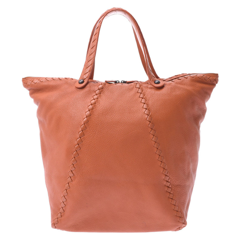 BOTTEGA VENETA Orange Unisex Calf Tote Bag B Rank Used Ginzo