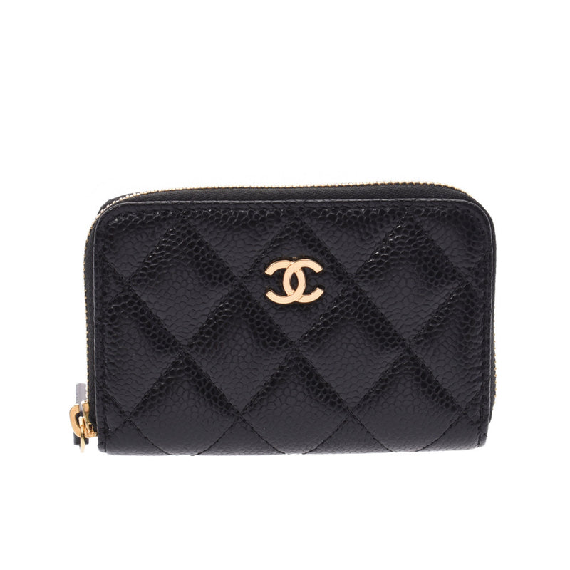 CHANEL Chanel Matrasse Coco Mark Black Gold Metal Fittings Ladies Caviar Skin Coin Case New Same Used Ginzo