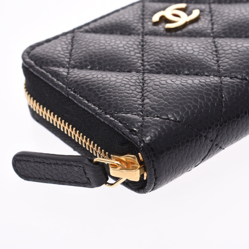 CHANEL Chanel Matrasse Coco Mark Black Gold Metal Fittings Ladies Caviar Skin Coin Case New Same Used Ginzo