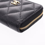 CHANEL Chanel Matrasse Coco Mark Black Gold Metal Fittings Ladies Caviar Skin Coin Case New Same Used Ginzo