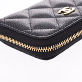 CHANEL Chanel Matrasse Coco Mark Black Gold Metal Fittings Ladies Caviar Skin Coin Case New Same Used Ginzo