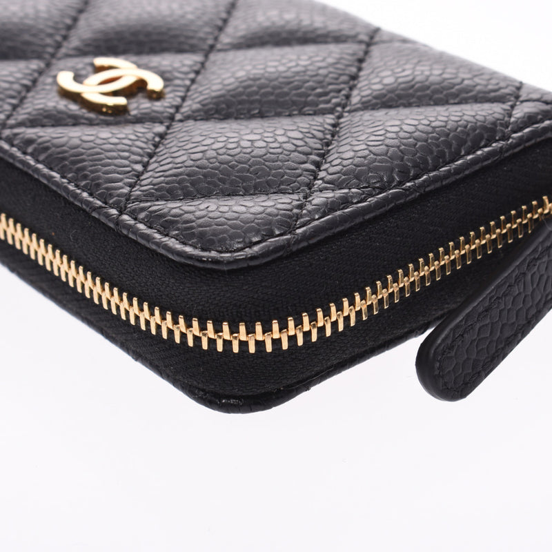 CHANEL Chanel Matrasse Coco Mark Black Gold Metal Fittings Ladies Caviar Skin Coin Case New Same Used Ginzo