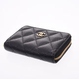 CHANEL Chanel Matrasse Coco Mark Black Gold Metal Fittings Ladies Caviar Skin Coin Case New Same Used Ginzo