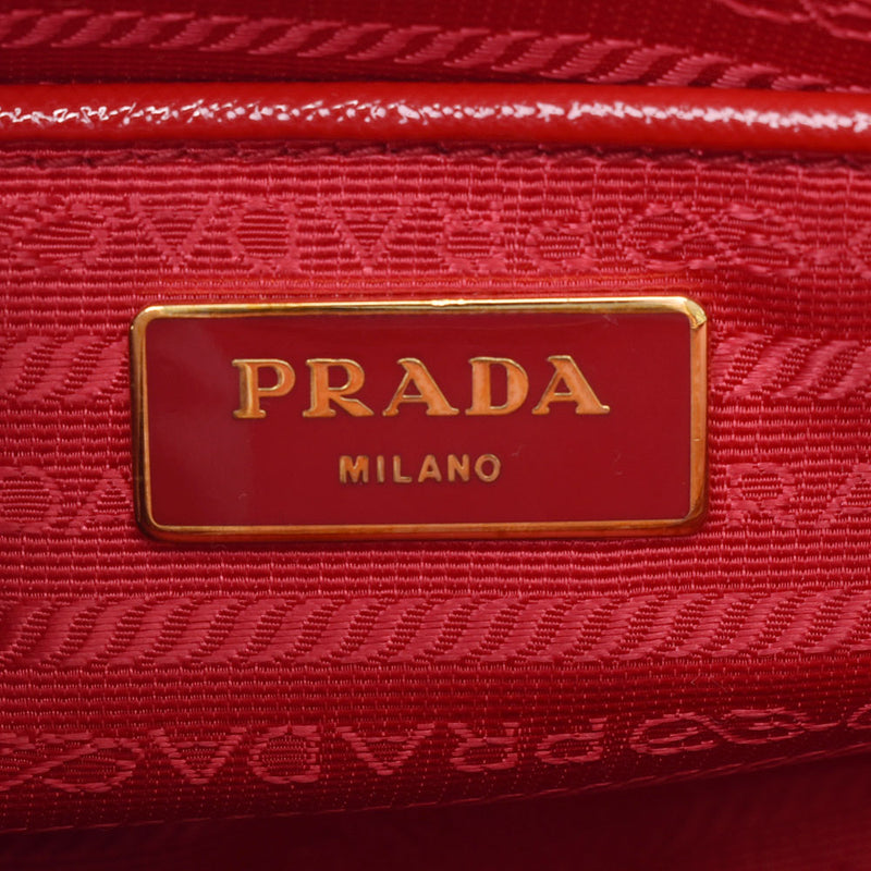 PRADA Prada Red Ladies Saffiano Enamel Handbag AB Rank Used Ginzo