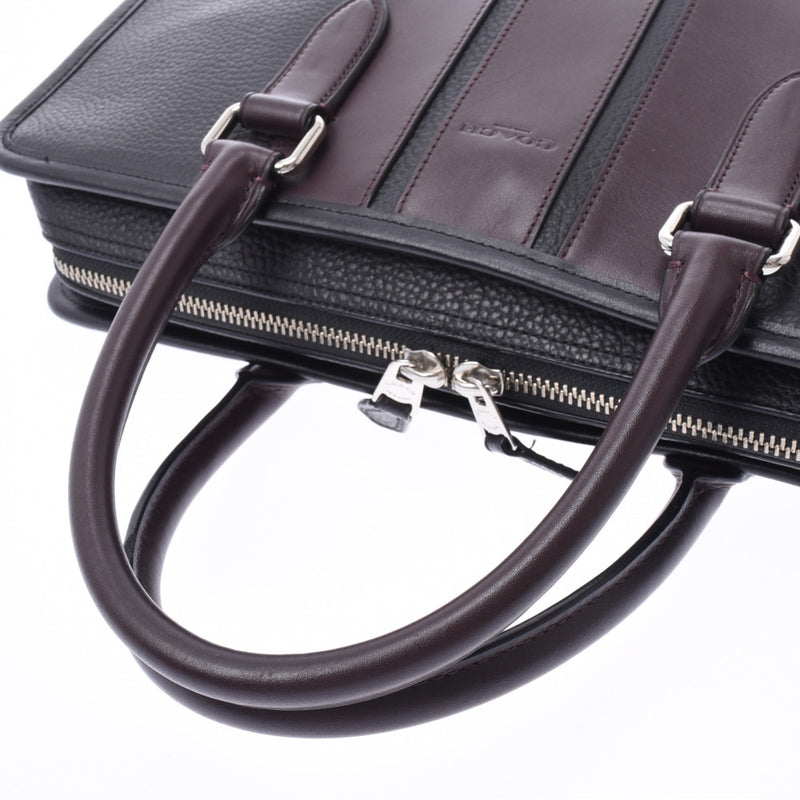 Coach briefcase BRIEFCASE BLACK / dark brown f72308 men's calf business bag