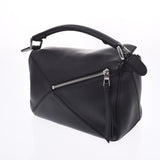 LOEWE Loewe puzzle small bag 2Way bag black silver fittings lady scarf handbag a-rank used silver warehouse