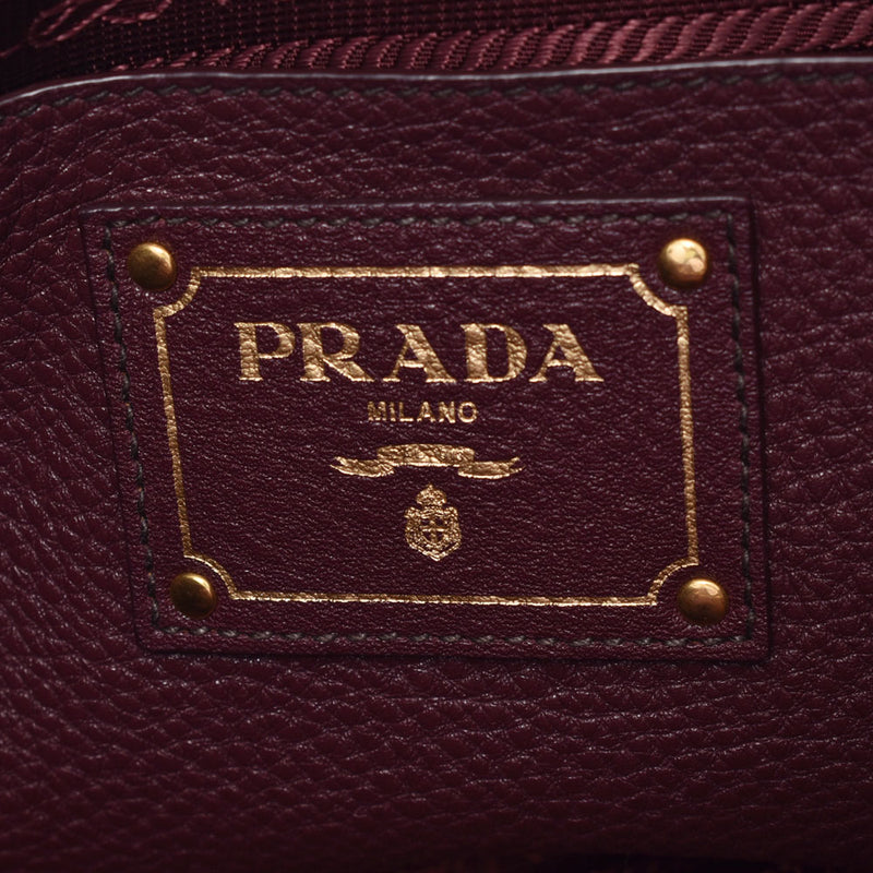 PRADA普拉达（Prada）手提袋波尔多金色金属配件BN2694女士小牛皮2WAY袋A级二手Ginzo