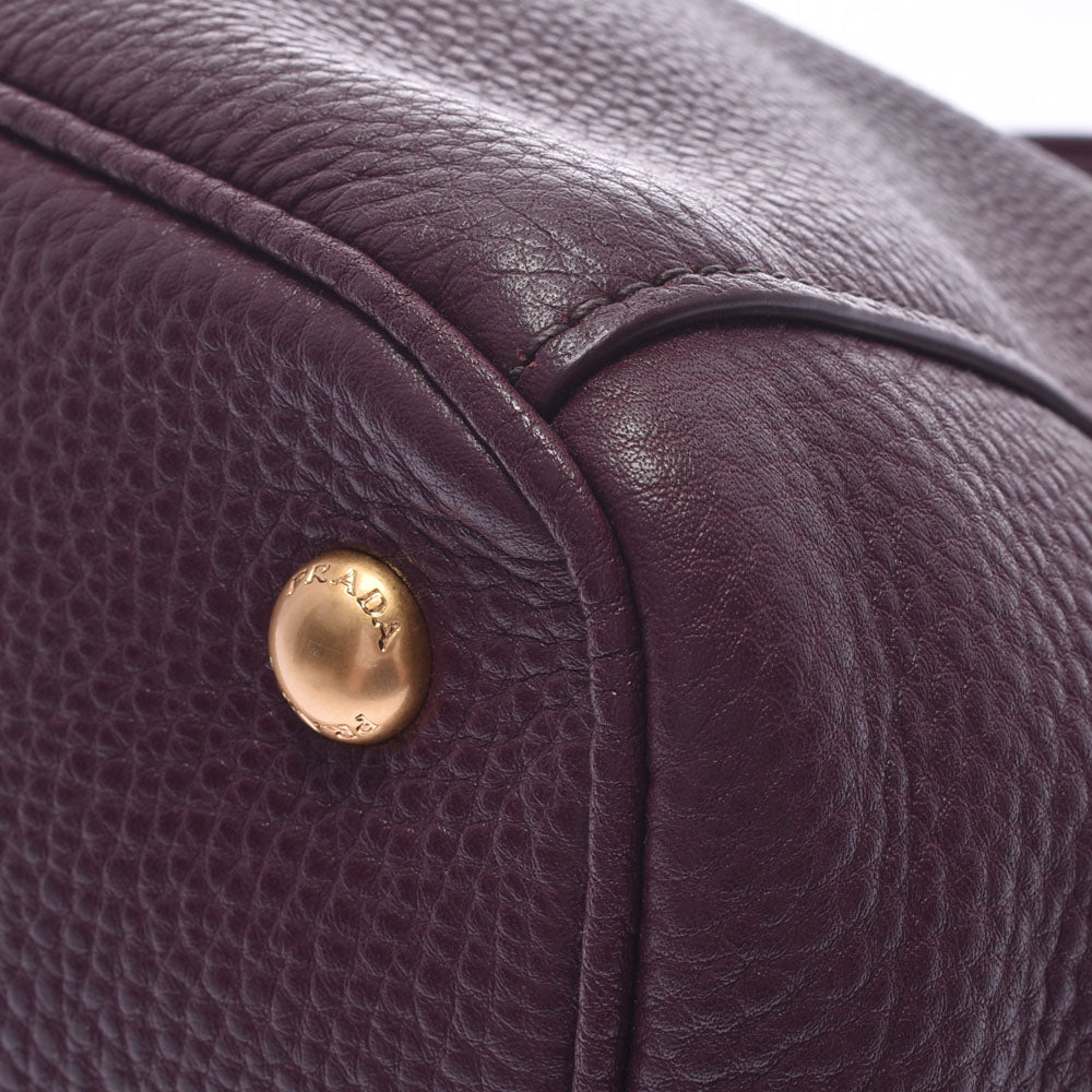 プラダトートバッグ ボルドー ゴールド金具 レディース カーフ 2WAY