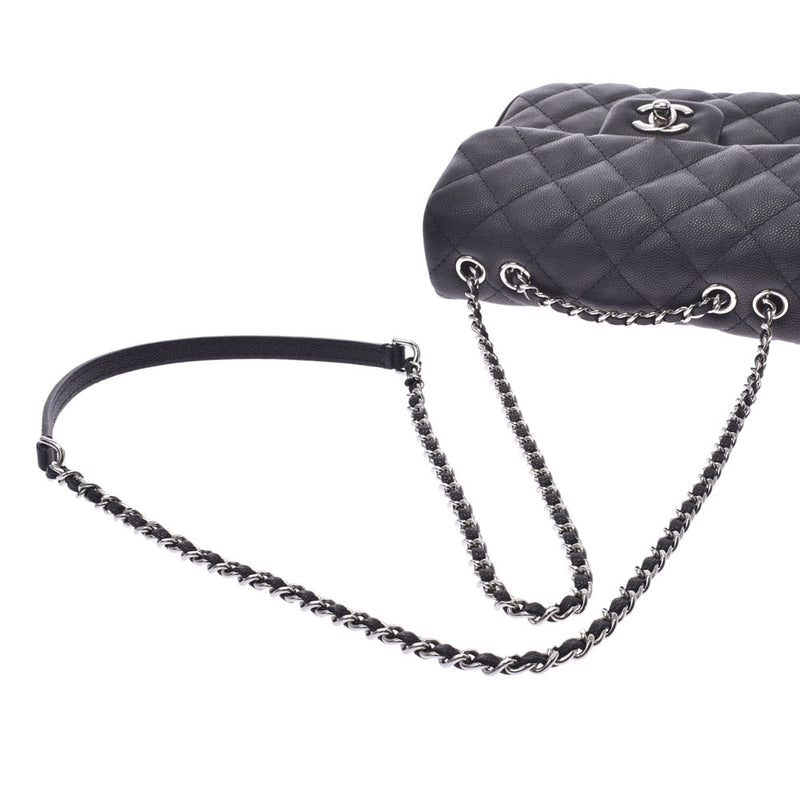 CHANEL Chanel mini matrasse chain shoulder bag black silver metal fittings women's caviar skin shoulder bag Shindo used silver