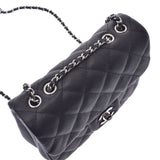 CHANEL Chanel mini matrasse chain shoulder bag black silver metal fittings women's caviar skin shoulder bag Shindo used silver
