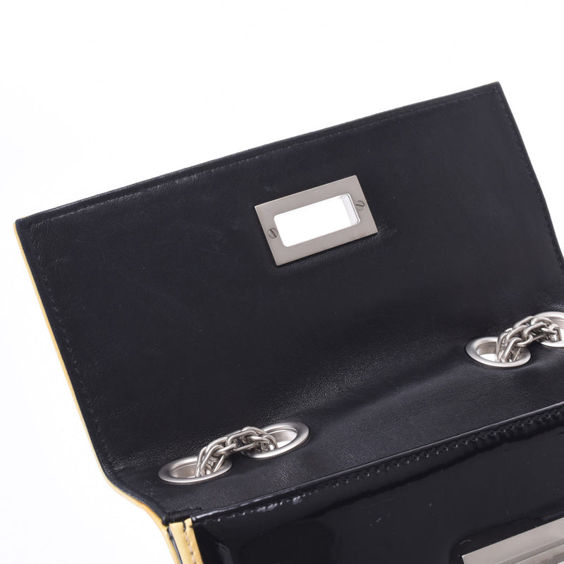 CHANEL Chanel 2.55 chain shoulder bag black silver metal fittings women's enamel shoulder bag B-rank used silver warehouse