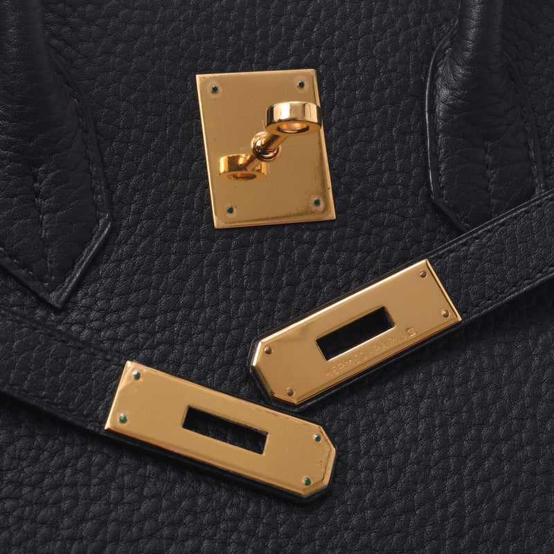 Hermes Birkin bag 35 black gold hardware f / D (circa 2002) Unisex fjord handbag