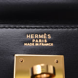 HERMES Hermes Kelly 32外缝黑金金币○S印(c。1989)女士BOX卡夫手袋A级使用银仓库