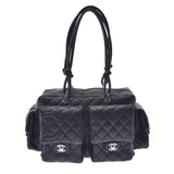 CHANEL シャネル カンボンライン マルチポケット トートバッグ 黒/黒 レディース ラムスキン ハンドバッグ ABランク 中古 銀蔵