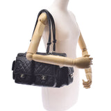 CHANEL Chanel Cambon Line Multi Pocket Tote Bag Black / Black Ladies Lambskin Handbag AB Rank Used Ginzo