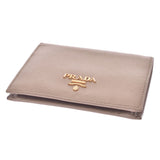 PRADA Prada Compact Wallet Beige Gold Bracket 1M0204 Women's Safiano Two-folded wallet AB rank used Silgrin