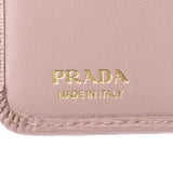 PRADA プラダ L字ファスナー財布 コンパクトウォレット ピンクベージュ ゴールド金具 1ML018 レディース レザー型押し 二つ折り財布 新同 中古 銀蔵