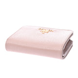 PRADA Prada L-shaped Fastener Purse Compact Wallet Pink Beige Gold Bracket 1ML018 Women's Leather Type Press Folded Wallet New Sale Silver