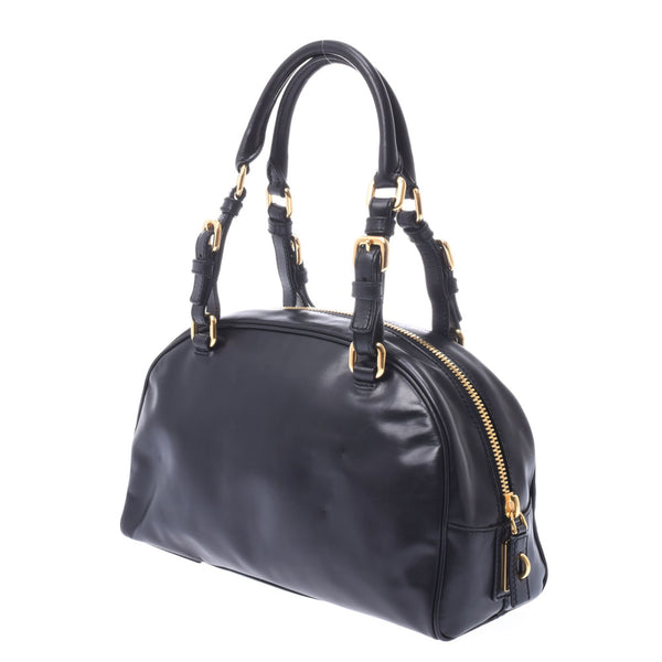PRADA Prada Black Gold Breakfitting BR3107 Women's Curf Handbag A-Rank Used Silgrin