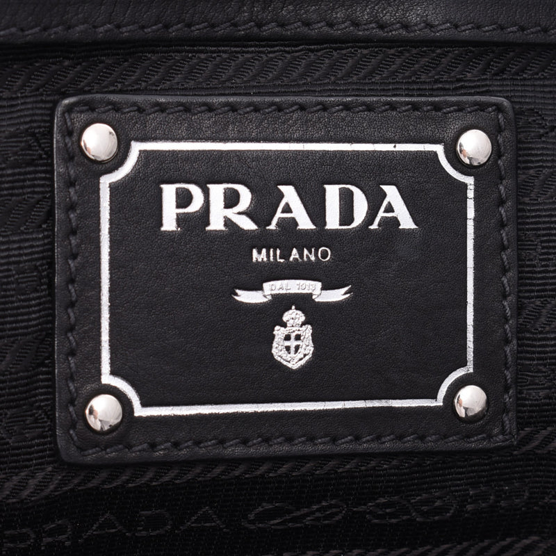 PRADA Prada 2way bag black silver bracket Unisex calf handbag AB rank used Silgrin