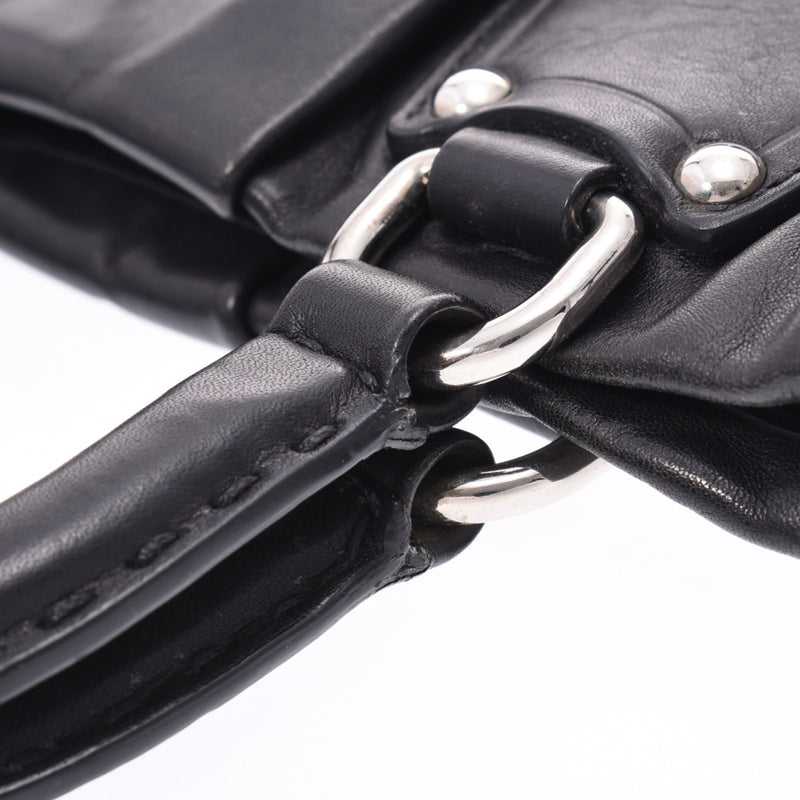 PRADA Prada 2way bag black silver bracket Unisex calf handbag AB rank used Silgrin