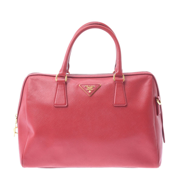 Prada Prada 2way Bag Red Gold Bracket BL0823 Ladies Safiano Handbag B Rank Used Silgrin
