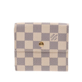 Louis Vuitton Louis Vuitton Damier Azur Portfoy Yourity Compact Wallet White N61733 Unisex Damier Azur Canvas Three Folded Wallets AB Rank Used Silgrin