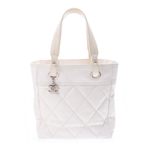 CHANEL Chanel Paryleveritz Tote PM White Ladies Coated Canvas /Leather Tote Bag B Rank Used Ginzo