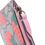 GUCCI Gucci Strawberry Pattern Coin Purse with Keyring Greige 573841 Ladies GG Supreme Canvas Coin Case Shin's Used Ginzo