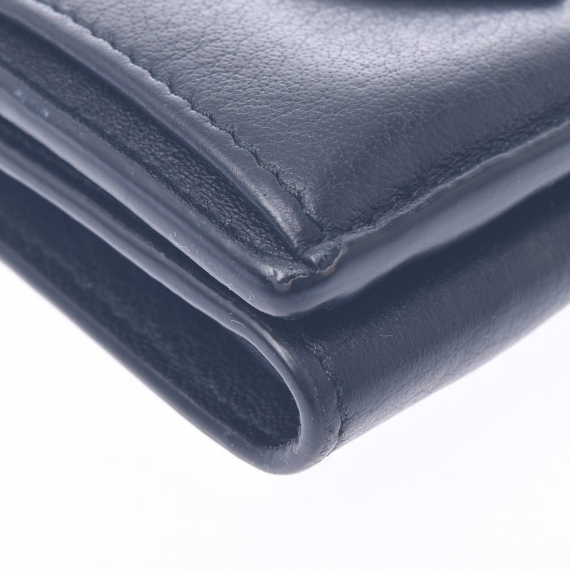 Balenciaga Valencia Paper Mini Wallet Black Unisex Leather Three Folded Wallet B Rank Used Silgrin