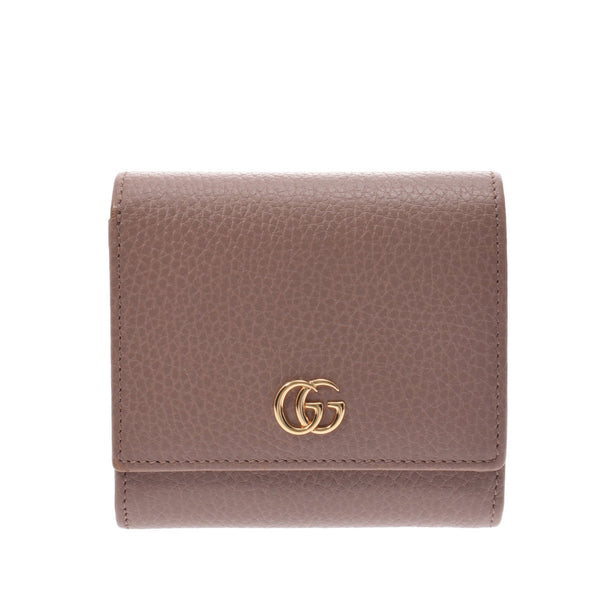 GUCCI Gucci GG Mermont Compact Wallet Pink Beige Gold Bracket 598587 Women's Leather Two Folded Wallets AB Rank Used Silgrin