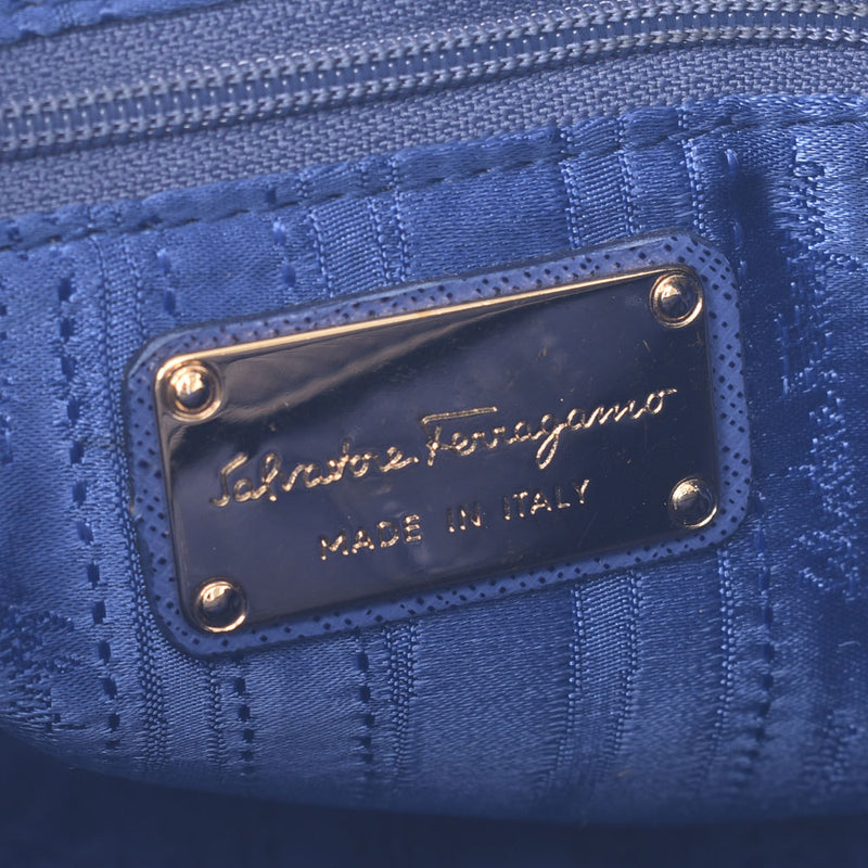 Salvatore Ferragamo Ferragamo 2way包Gunchini Blue Gold Bracket女式皮革手提包AB排名使用Silgrin