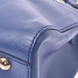 Salvatore Ferragamo Ferragamo 2way Bag Gunchini Blue Gold Bracket Women's Leather Hand Bag AB Rank Used Silgrin
