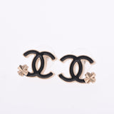 CHANEL Chanel Cocomark Camellia 12 Years Model Black /Gold Ladies GP Earrings AB Rank Used Ginzo
