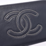 CHANEL Chanel Two-fold wallet black ladies Curf long wallet AB rank used sinkjo