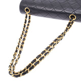 Chanel Chanel Chain Shoulder Bag Double Lid Black Gold Bracket Ladies Lam Skin Shoulder Bag AB Rank Used Silgrin