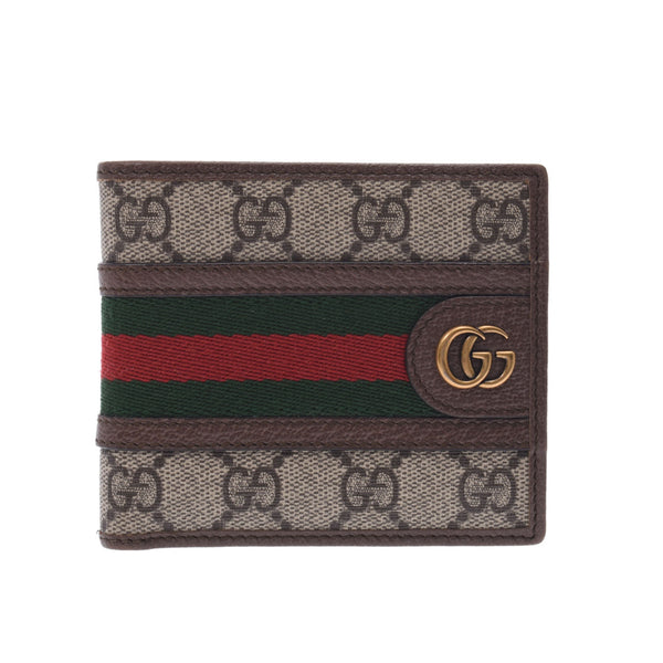 GUCCI Gucci Offidia Beige 597609 Unisex GG Sprim Canvas Two Folded Wallets AB Rank Used Silgrin