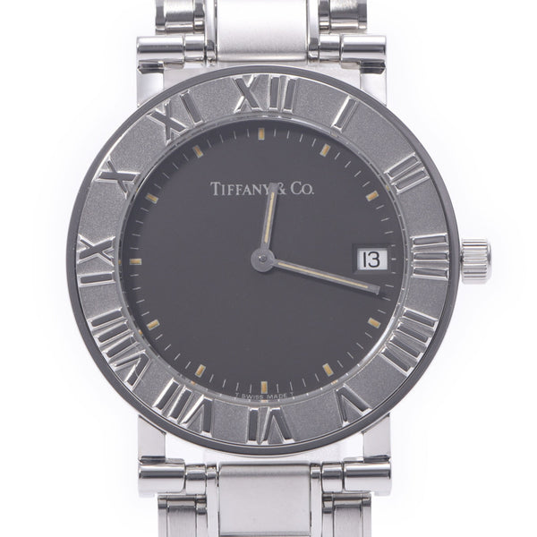 [Summer Selection Clock] Tiffany & CO. Tiffany Atlas 33mm Boys SS Watch Quartz Black Table A-Rank Used Sink