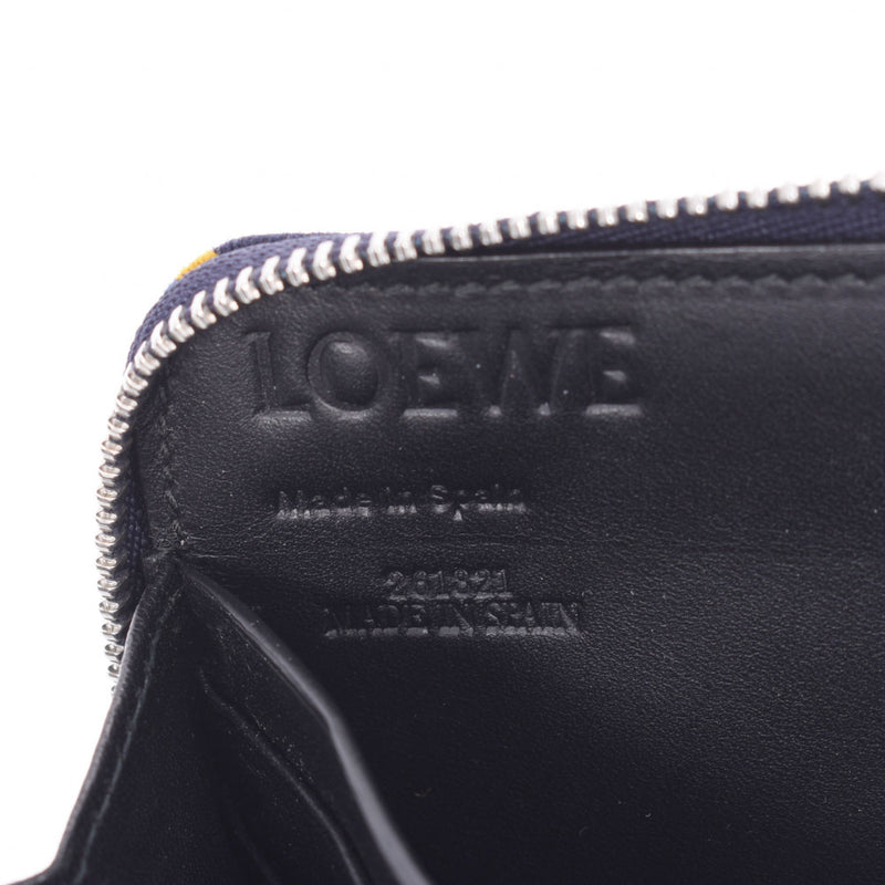 LOEWE ロエベ ラウンドファスナー 紺/赤 メンズ キャンバス/レザー 長財布 ABランク 中古 銀蔵