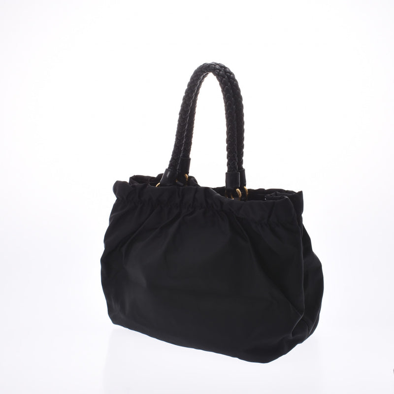 Prada Prada 2way Bag Black Gold Bracket Women's Nylon Handbag B Rank Used Sinkjo