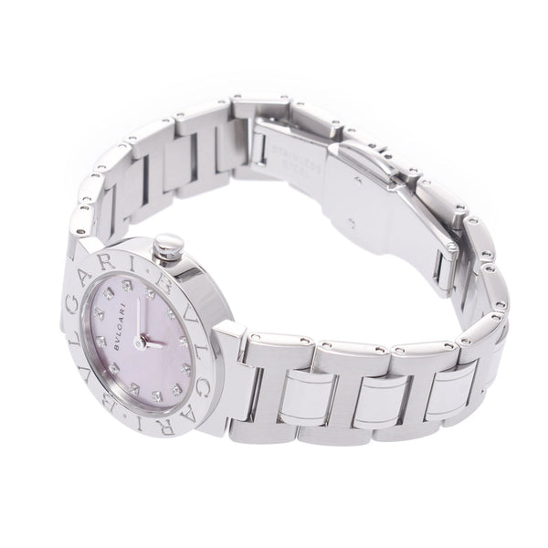 BVLGARI Bulgari Burgari Burgari 23 12P Diamond BB23SS Women SS Watch Quartz Pink Shell Diagram A-Rank Used Sinkjo