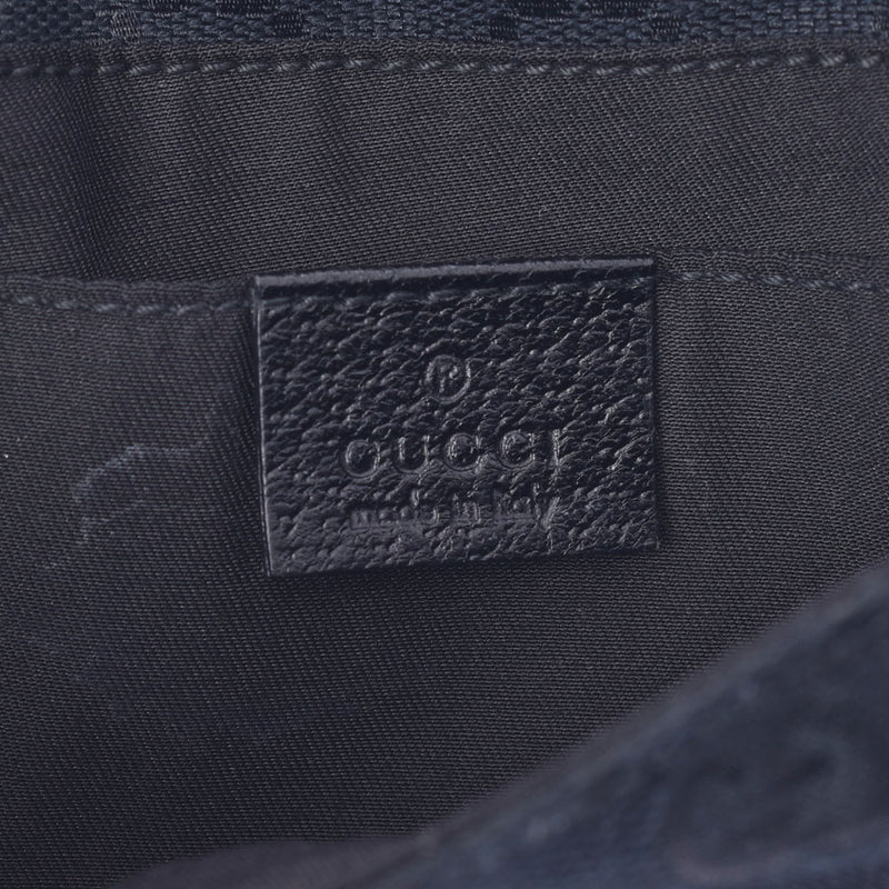 Gucci Gucci Waist Pouch Black 180691 Unisex GG Canvas Leather Body Bag AB Rank Used Silgrin