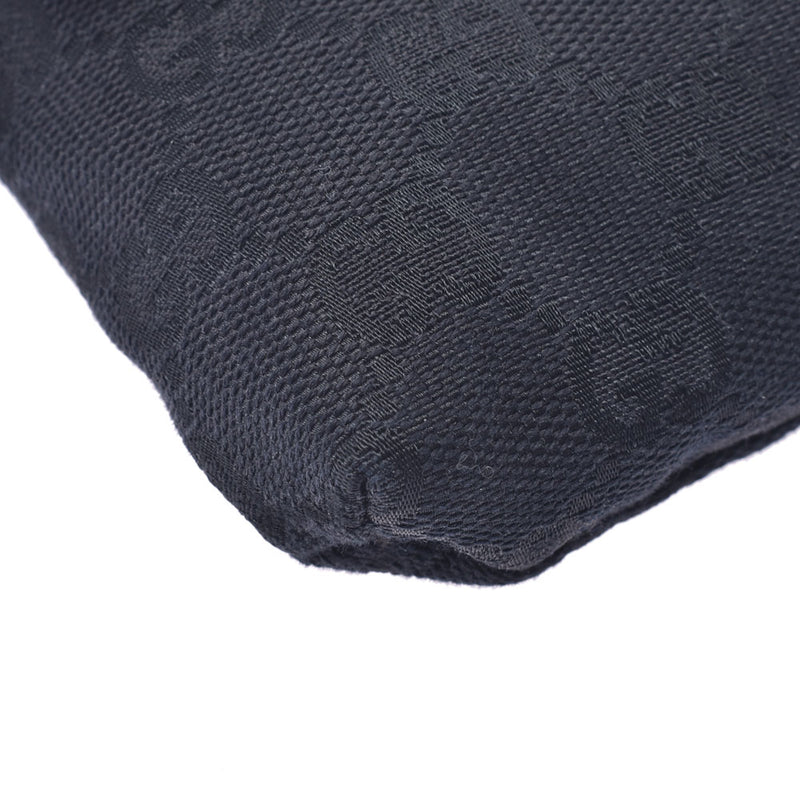 Gucci Gucci Waist Pouch Black 180691 Unisex GG Canvas Leather Body Bag AB Rank Used Silgrin