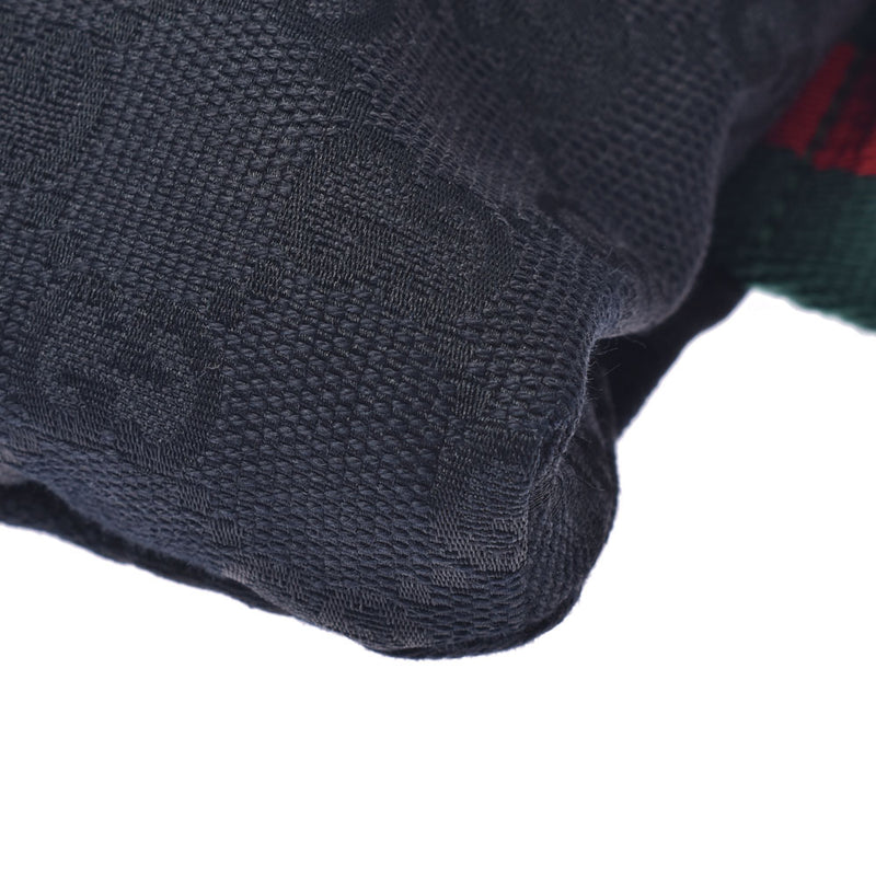 Gucci Gucci Waist Pouch Black 180691 Unisex GG Canvas Leather Body Bag AB Rank Used Silgrin