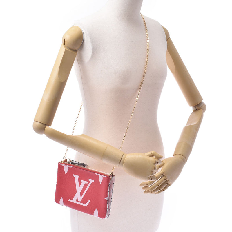 Louis Vuitton Giant Monogram Pochette Double Zip Red Pink White